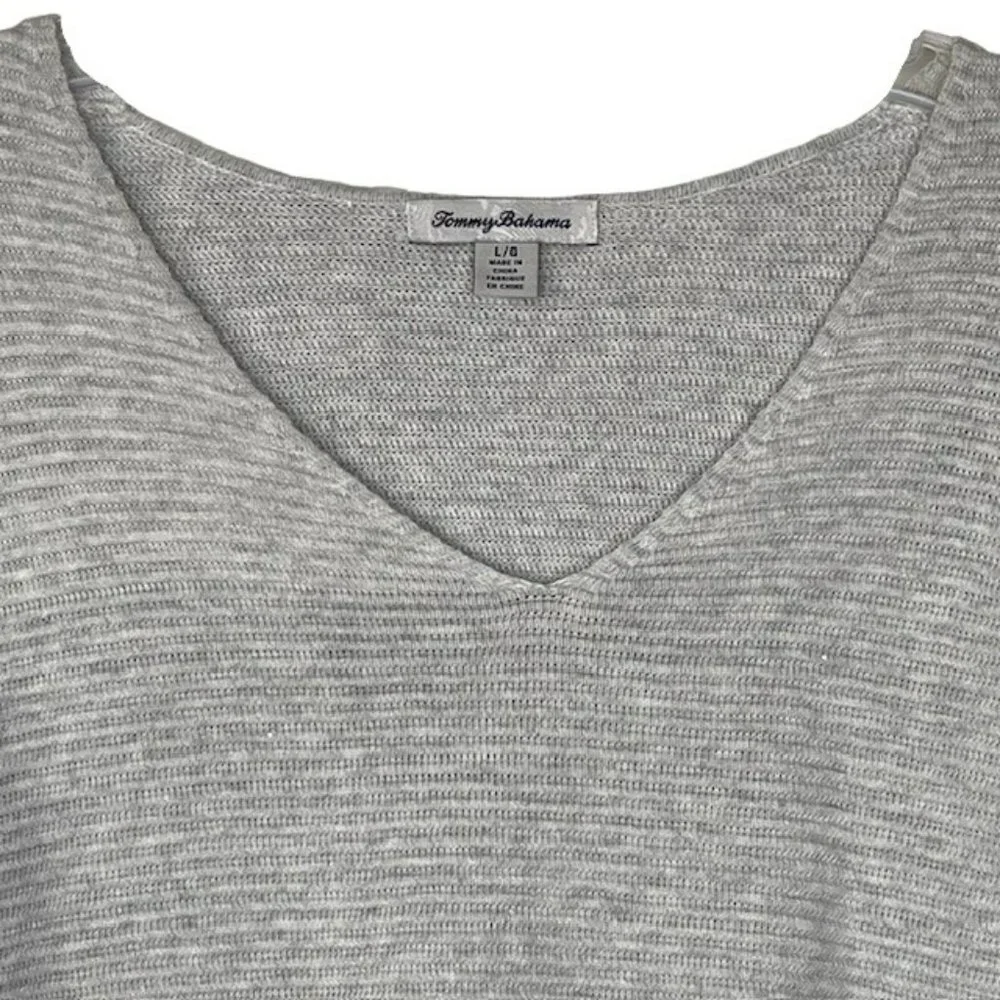 Tommy Bahama Bonita Ottoman Subtly Sequined Sweater - Pearl Gray Heather - L
